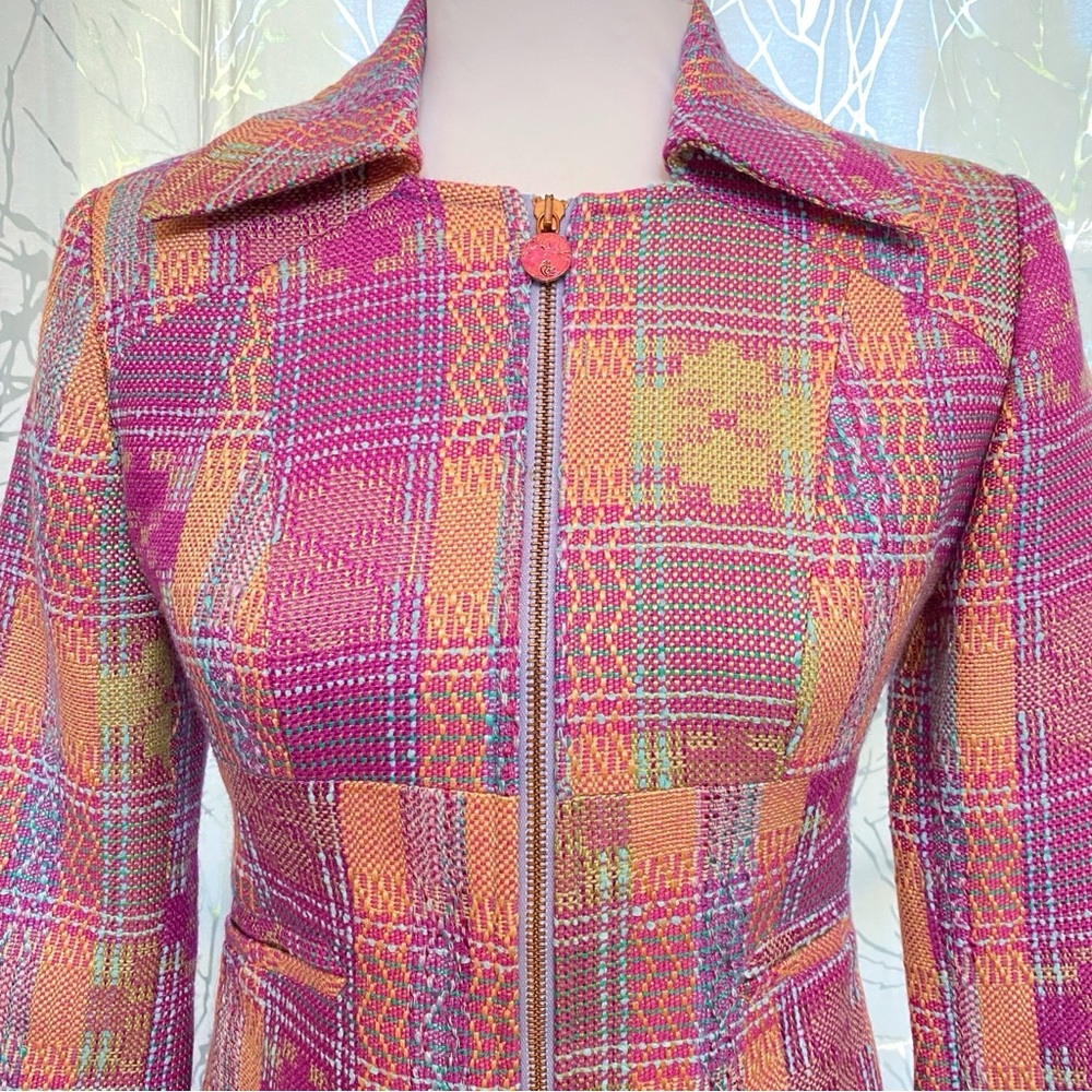 VINTAGE BAZAR CHRISTIAN LACROIX COLORFUL TWEED ZIP UP JACKET HIGH RISE SKIRT SET - Picture 2 of 16